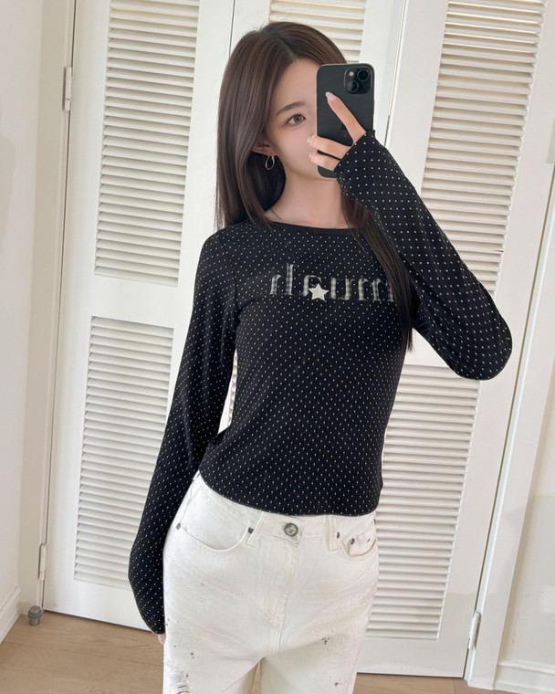 MuahMuah BOATNECK LOGO PATCH DOT LONG SLEEVE