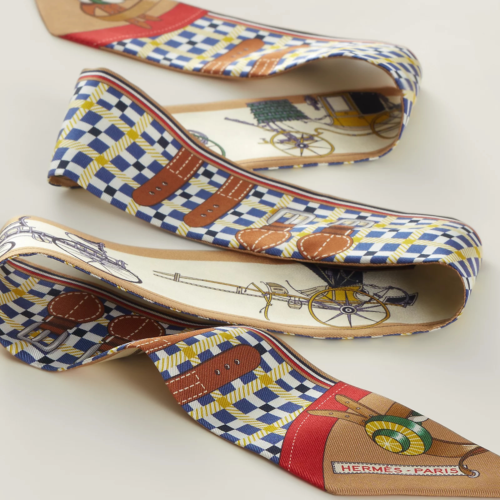 Hermès 全新🆕 100%絲 Les Voitures Nouvelle 圖案 Twilly