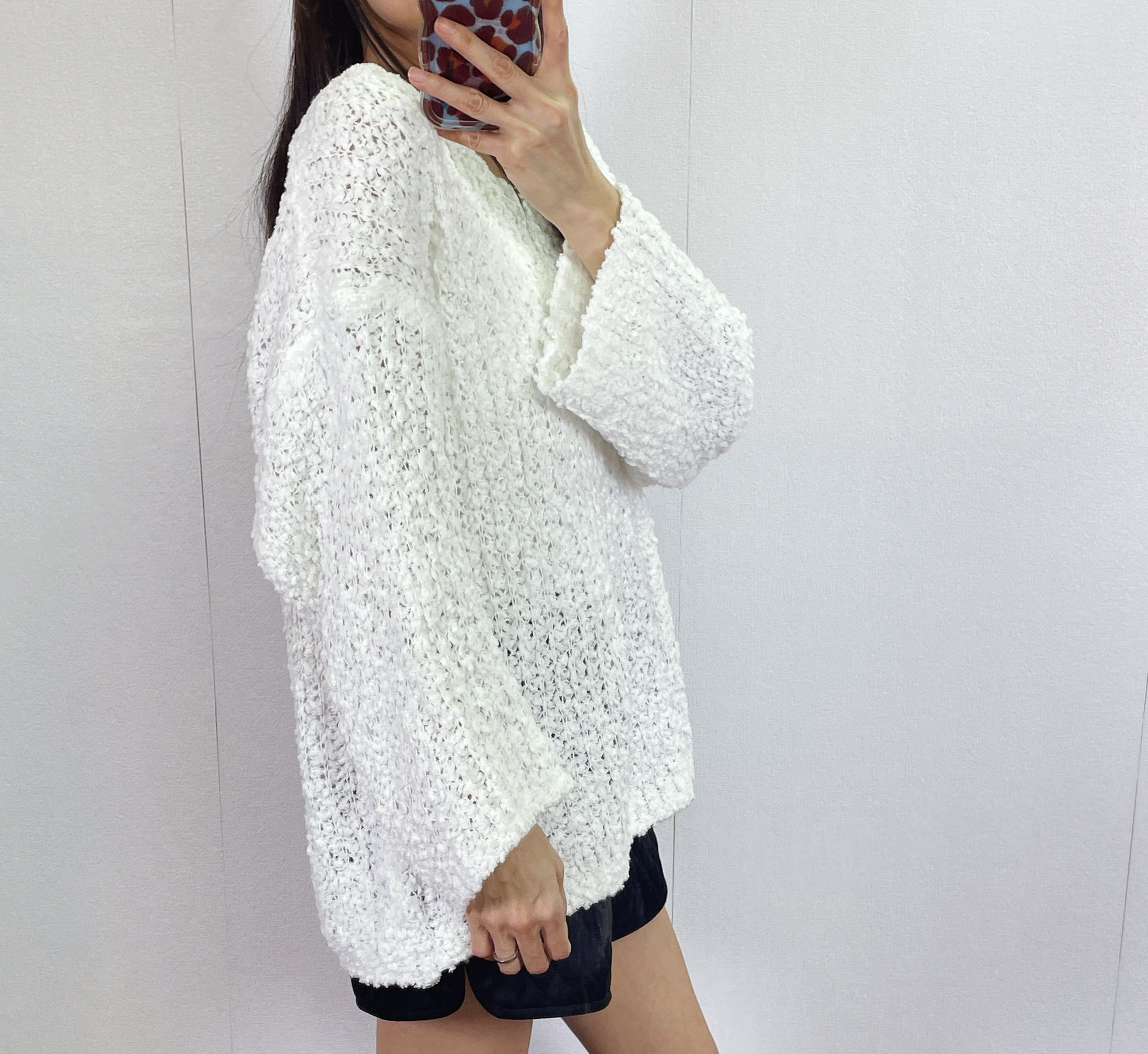 K5530 毛巾針織料V領長身top