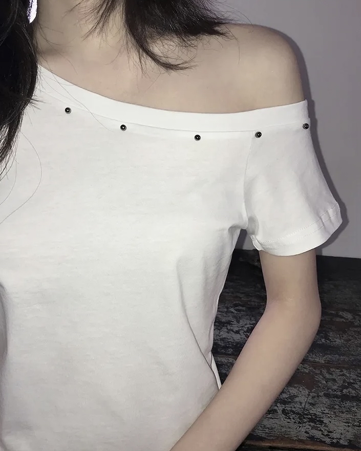 Asymmetric Studded Crop Top