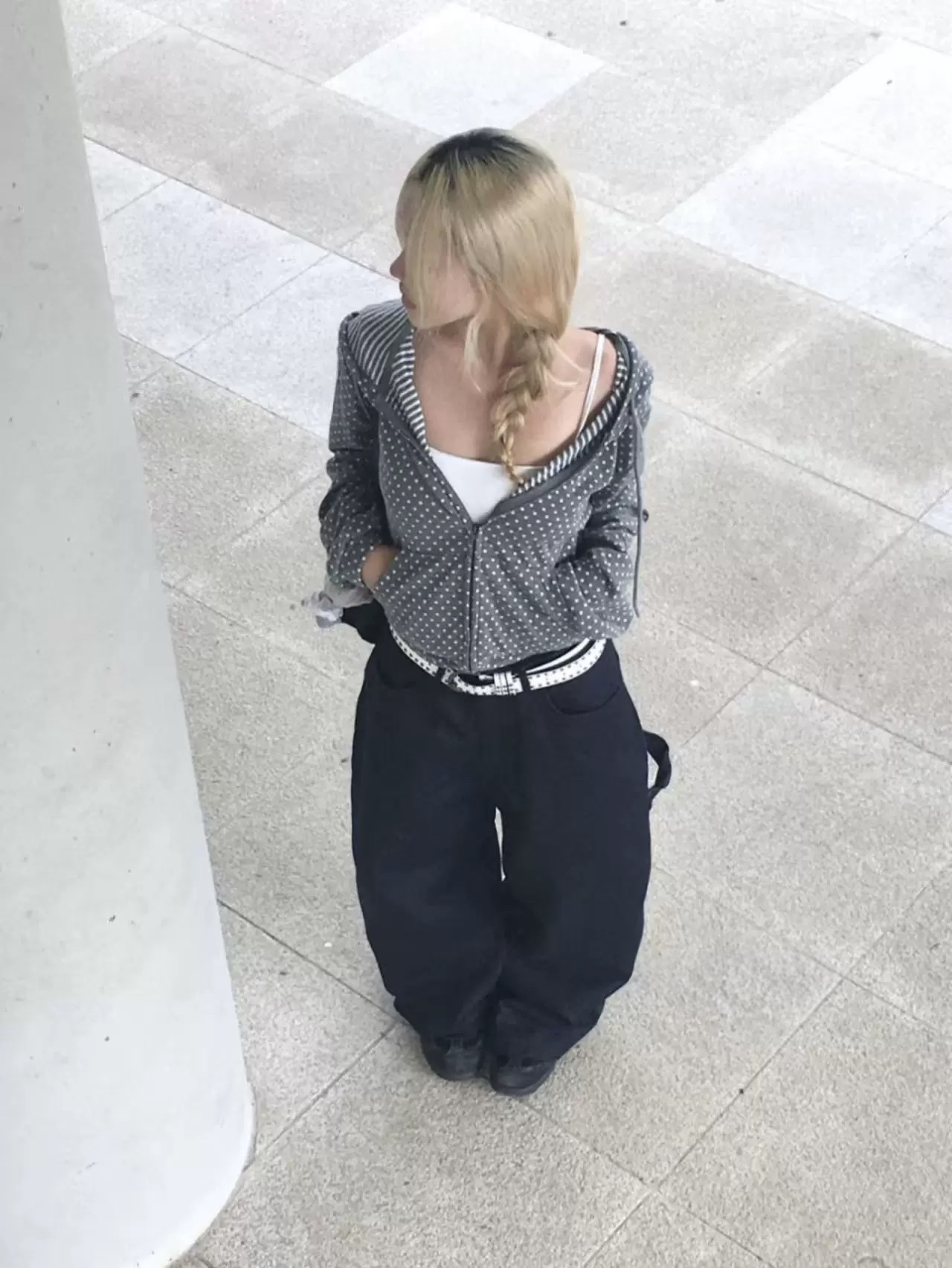 已售罄❌韓國波點間條雙面圖案jacket 