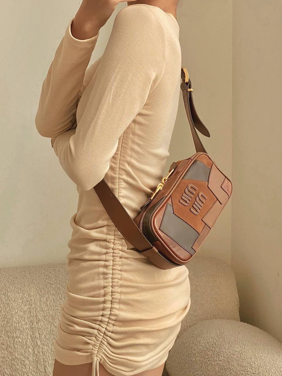 Miu Miu Patchwork Leather Shoulder Bag