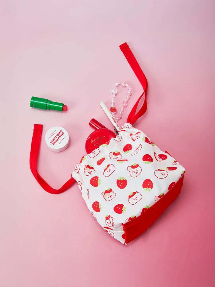 📦訂購 韓國代購 Line Friends BT21 STRING POUCH (STRAWBERRY PARTY) 索繩收納袋
