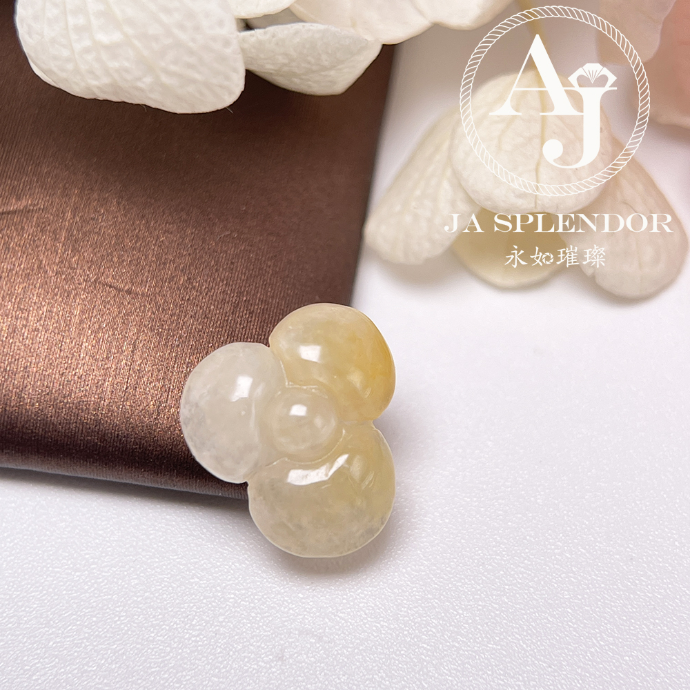 JN-3434 天然翡翠A玉-黃翡立體小花不鏽鋼手鏈