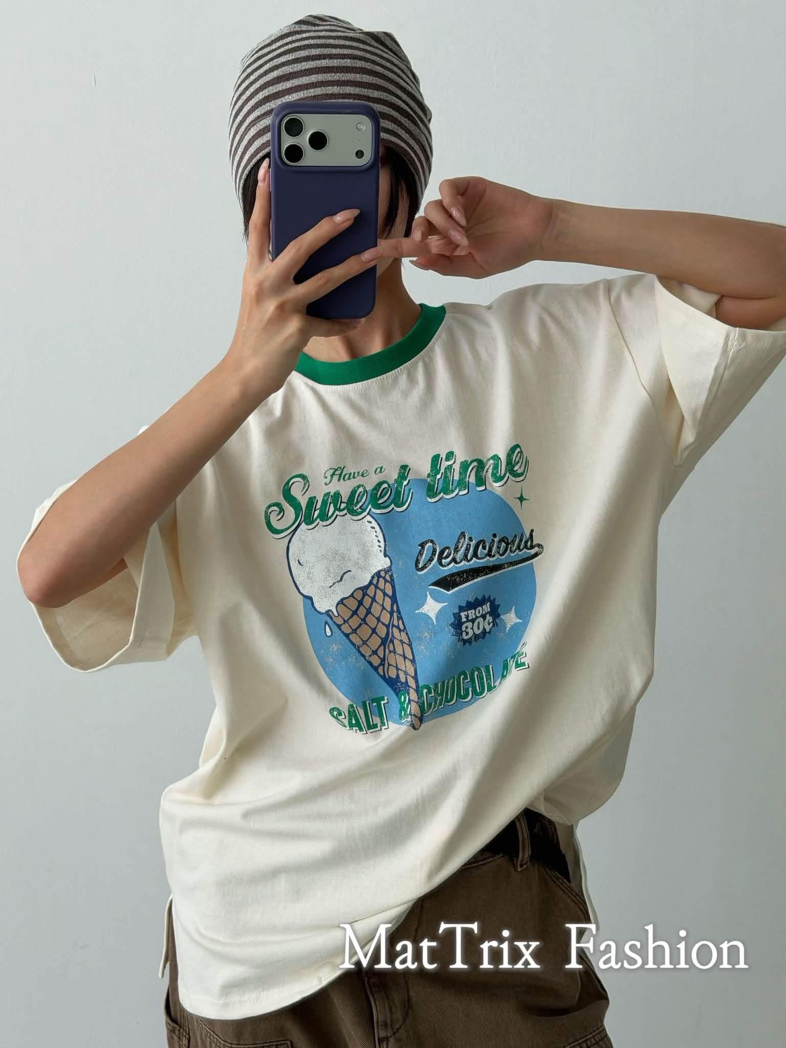 T1259🍦雪糕拼色Tee 原價$238