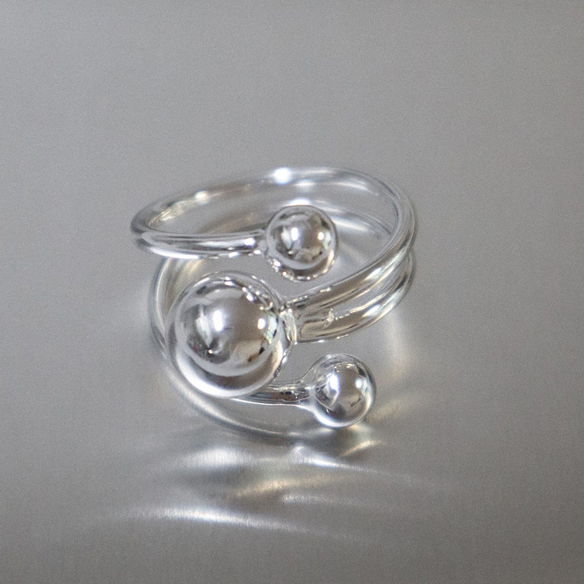 [OudStudio] Layered Ball Open Ring (3種)