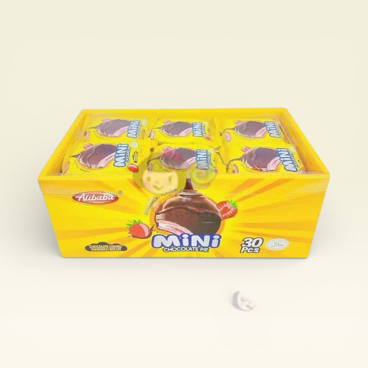 30pcs Alibaba Mini Chocolate Pie chocolate coated sandwich biscuit (Strawberry flavour)