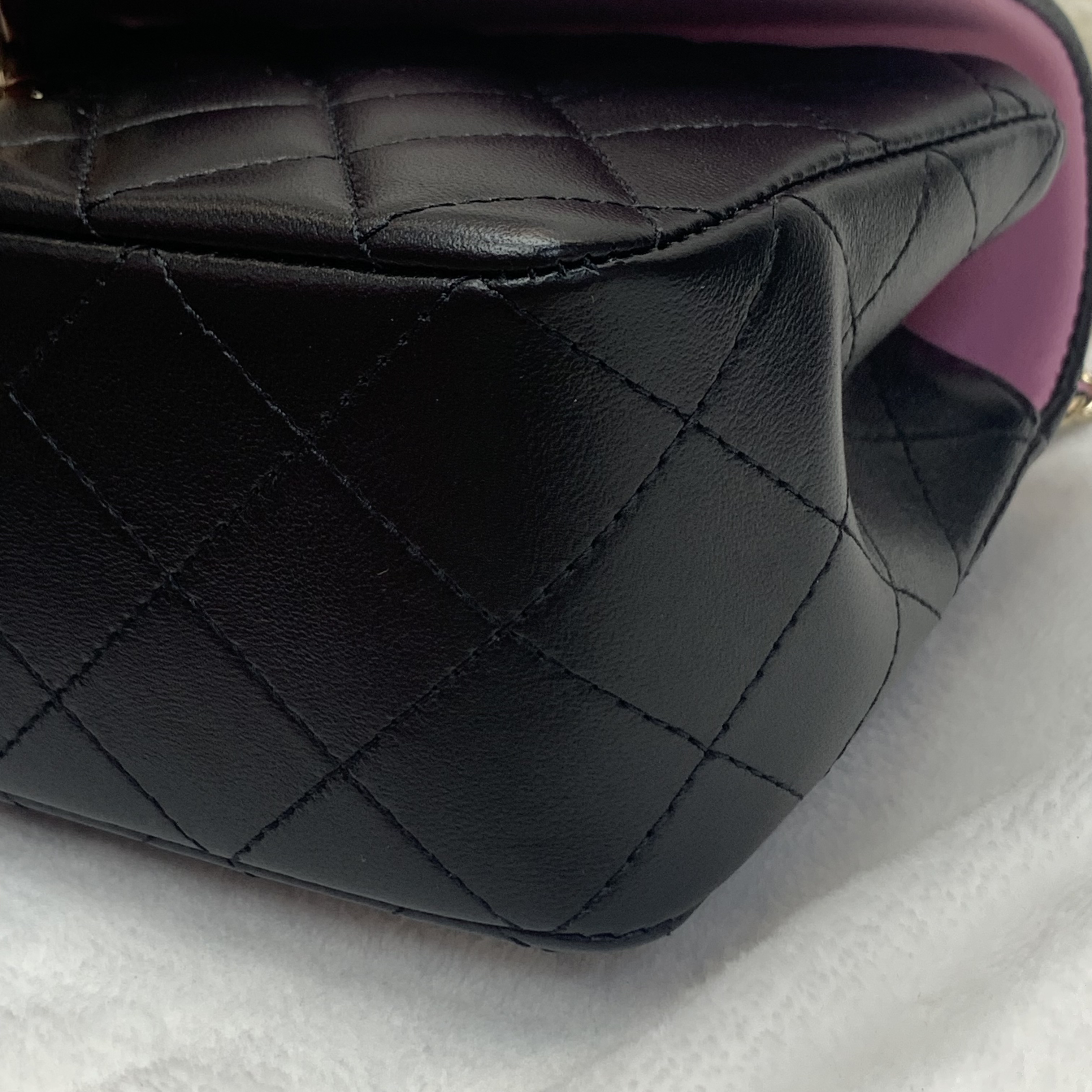 Full set 23P Chanel 粉拼黑Flap Bag