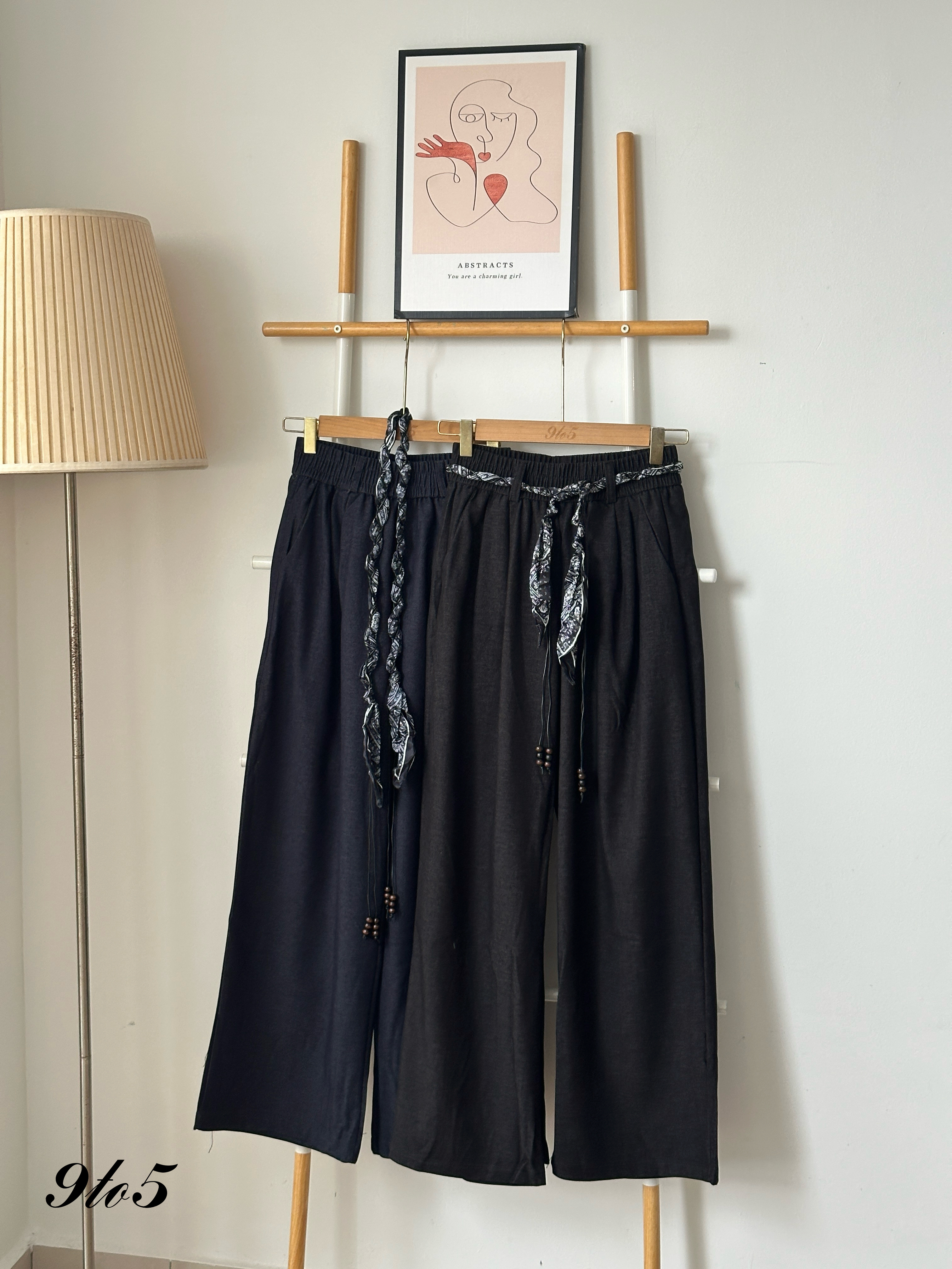 S1812 Long Straight Pants - Black & Blue