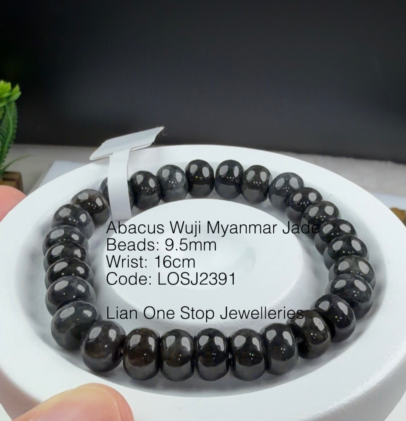 Code: LOSJ2391 Abacus Wuji Myanmar Jade 9+mm 