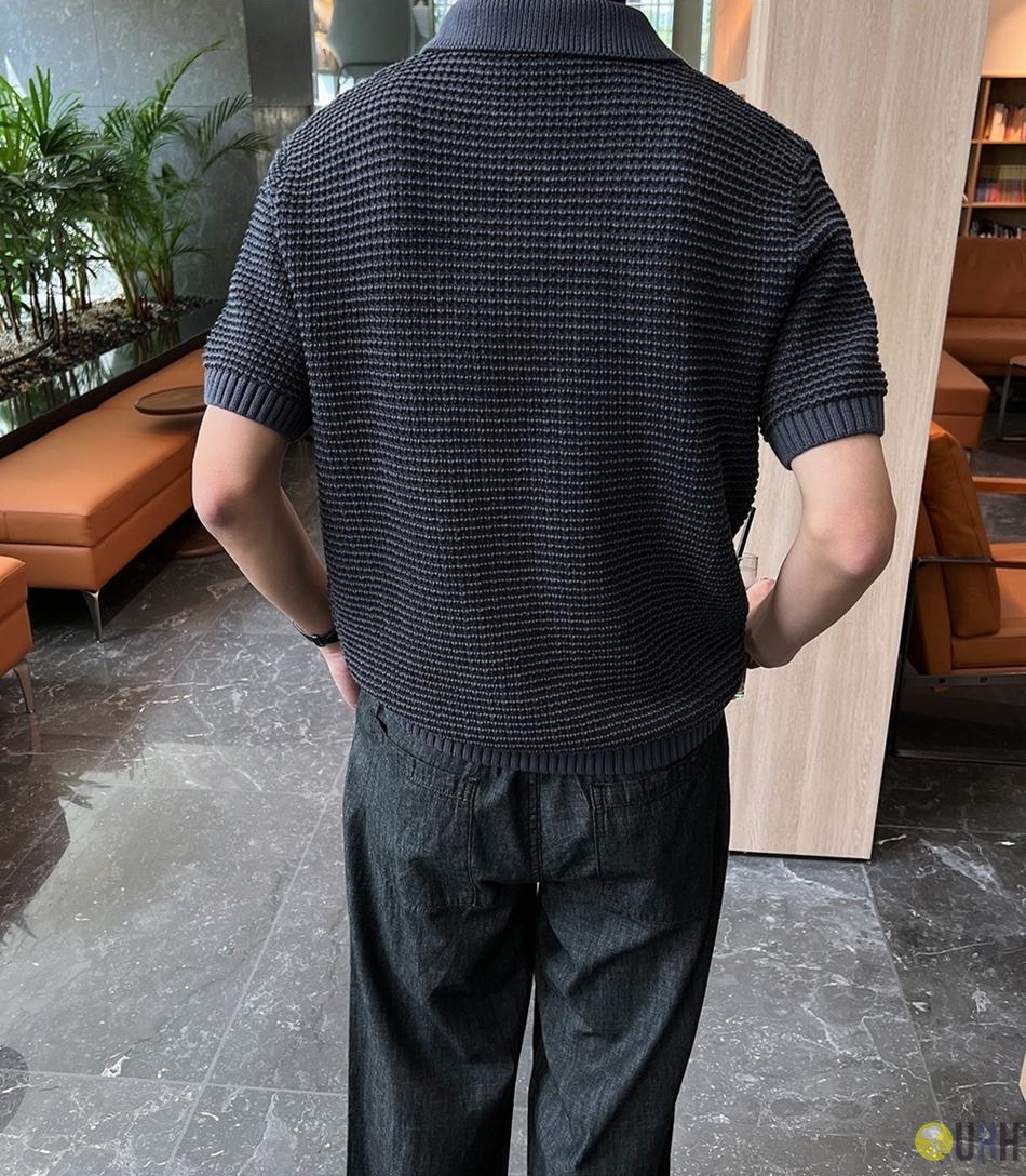 【100%保證韓國直送】Stoll Crochet 復古鏤空鈎針紋理排扣針織 Polo 衫 👕 [6 color] RG115873