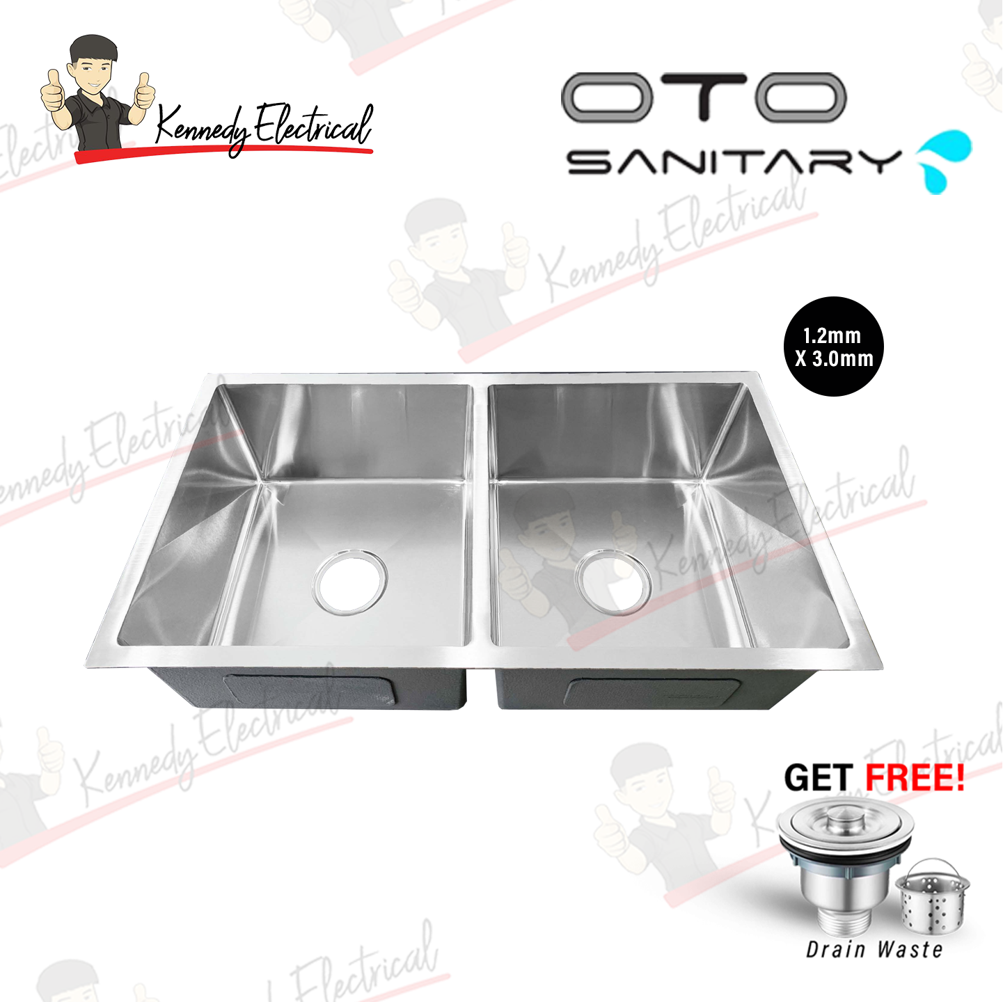 Otosani Doulbe Bowl Stainless Steel Kitchen Sink (8346#) OTOSS8346