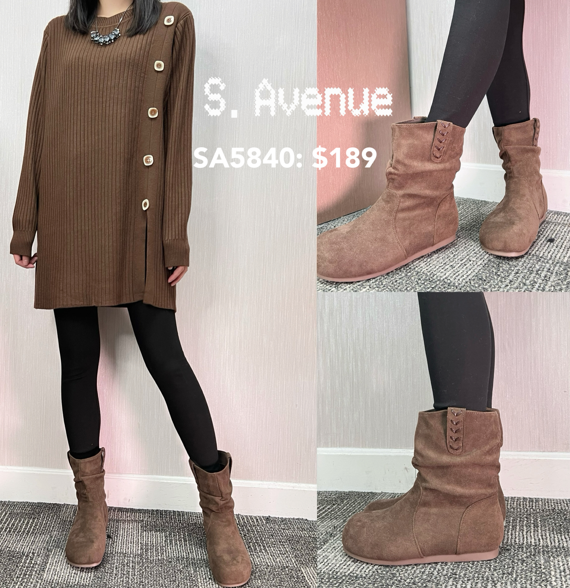 SA5840:  圓頭有撍側有帶仔短boot