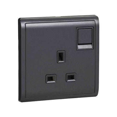 施耐德 Pieno 寫意黑 13A單蘇有掣 插座