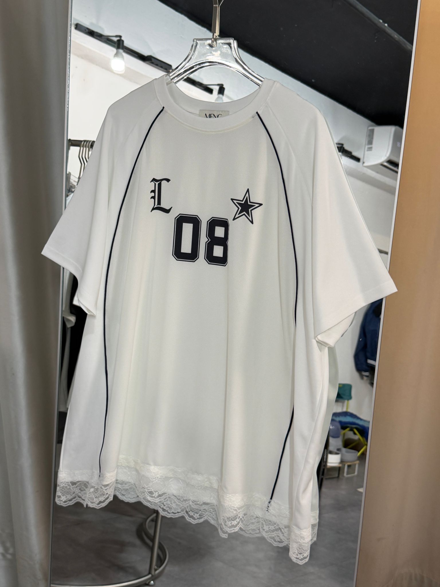 休閒蕾絲拼接寬鬆上衣