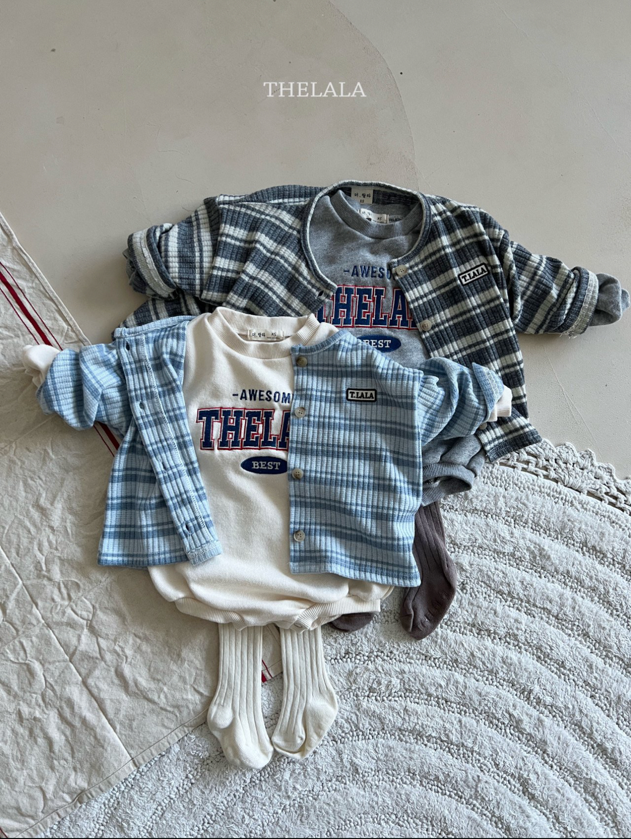 🌸預訂 韓國直送🌸🇰🇷THELALA兩色標誌刺繡章條紋開襟外套