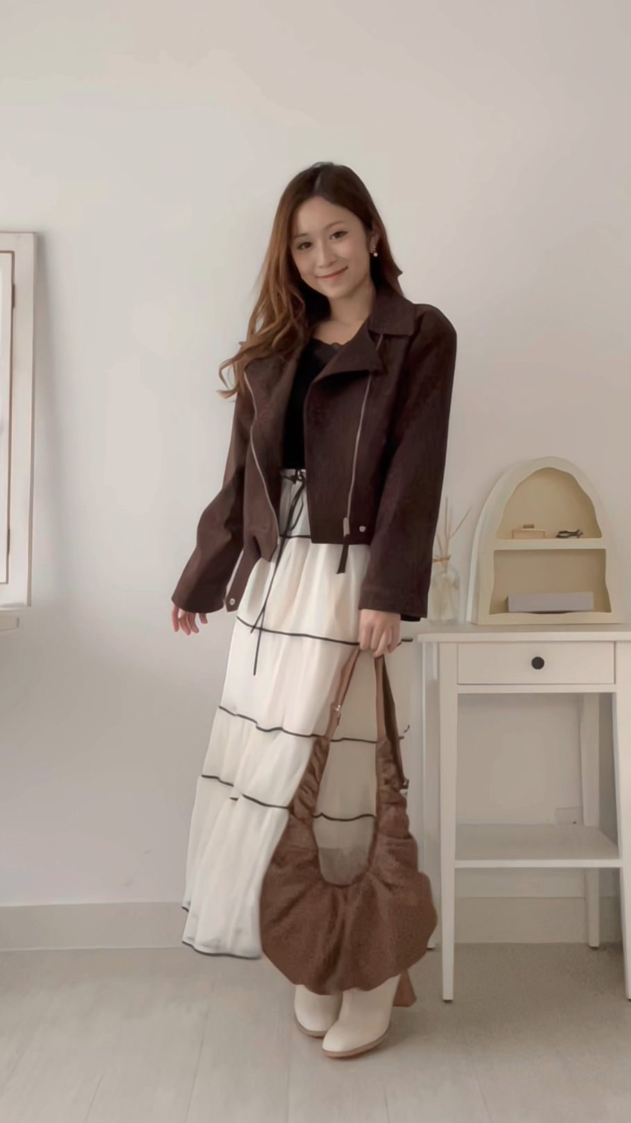 啞面磨砂Biker Jacket (KR)棕色318111