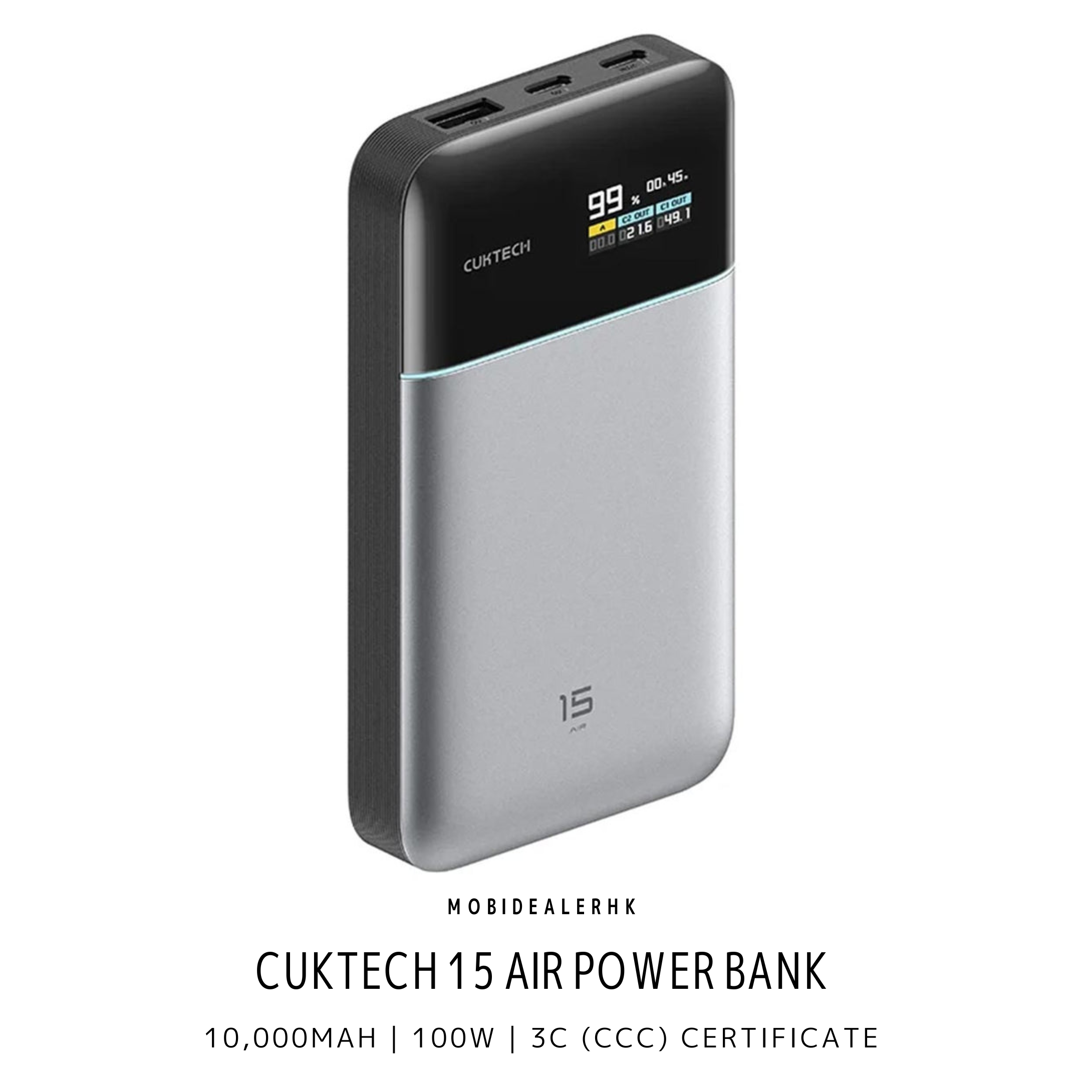 CUKTECH 15 Air Power Bank Air | 酷態科15號Air行動電源 | 行動電源 | 10,000mAh | 100W