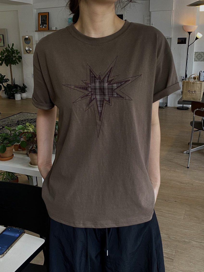 Plaid Star Patchwork Oversized Tee