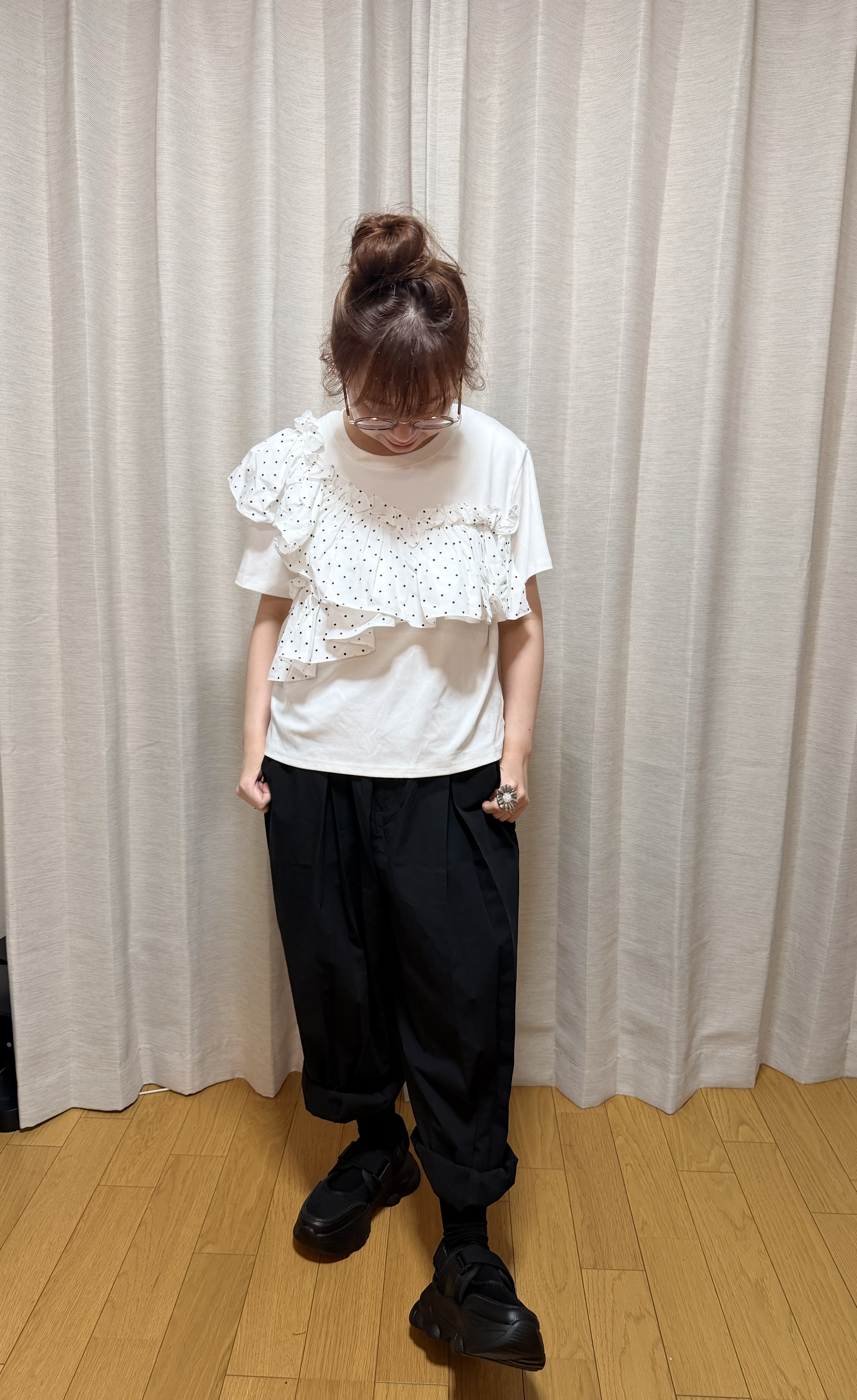 日本拼款波點衫