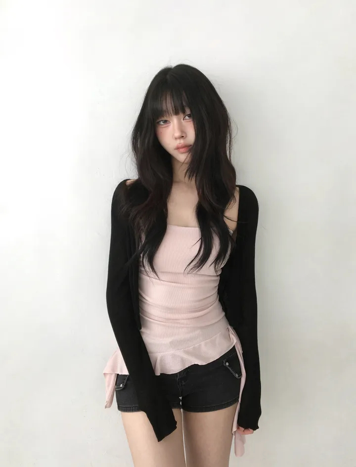 Asymmetrical Ruffle Ribbed Tube Top