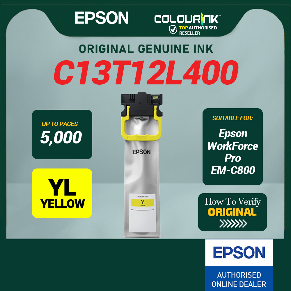 EPSON C13T12L100 C13T12L200 C13T12L300 C13T12L400 Original Low Cap Ink Catridge EM-C800