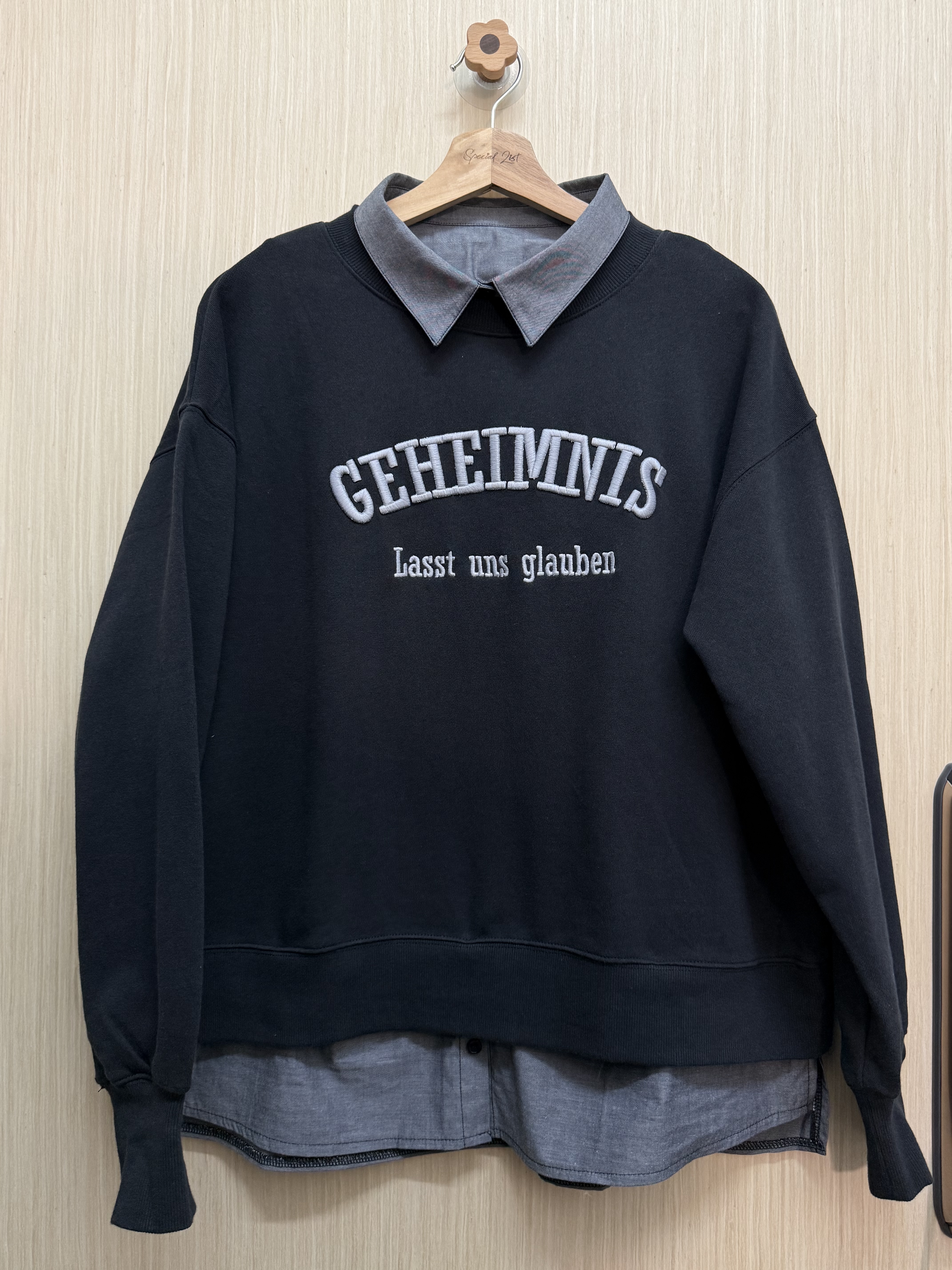 可拆領假兩件衛衣（灰黑色）