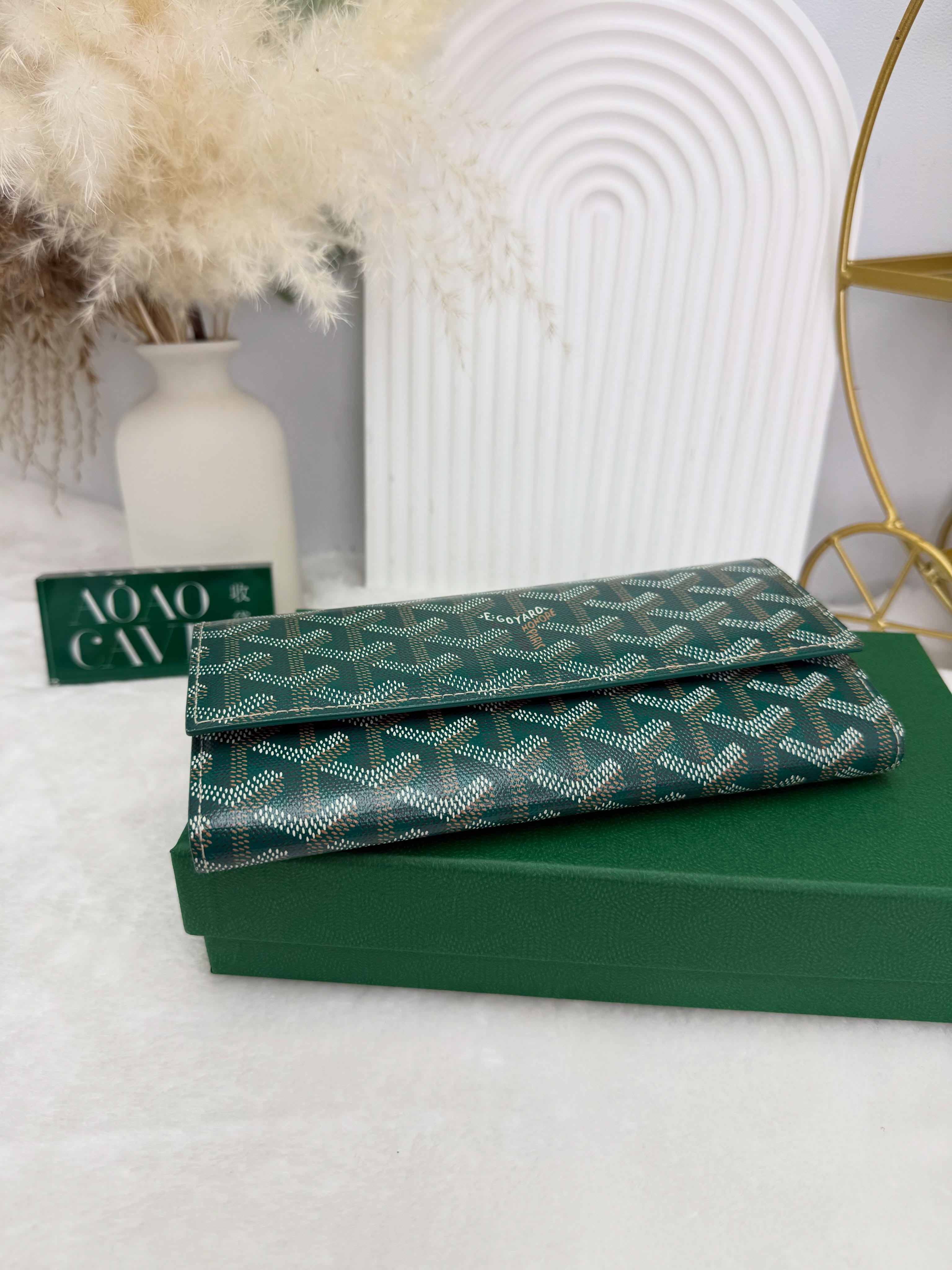 Goyard 👜 PRE OWNED 🛍️綠色老花長銀包💚