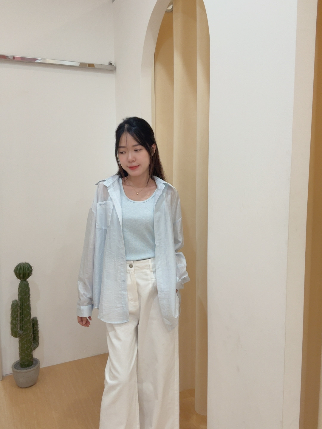 休闲松弛感背心+防晒长袖衬衫两件套 R3065 