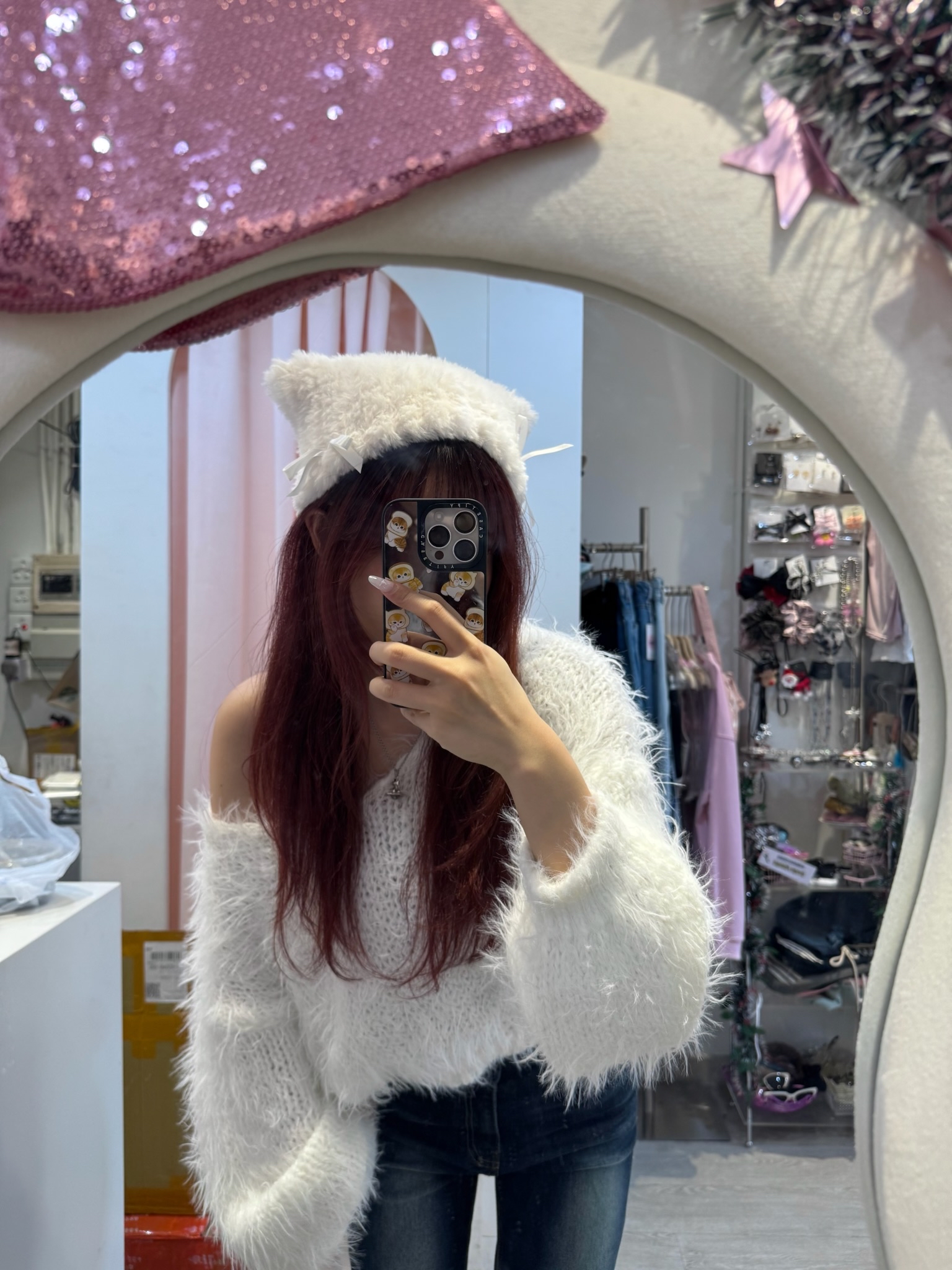 nyunyu蝴蝶結貓貓耳朵毛冷帽