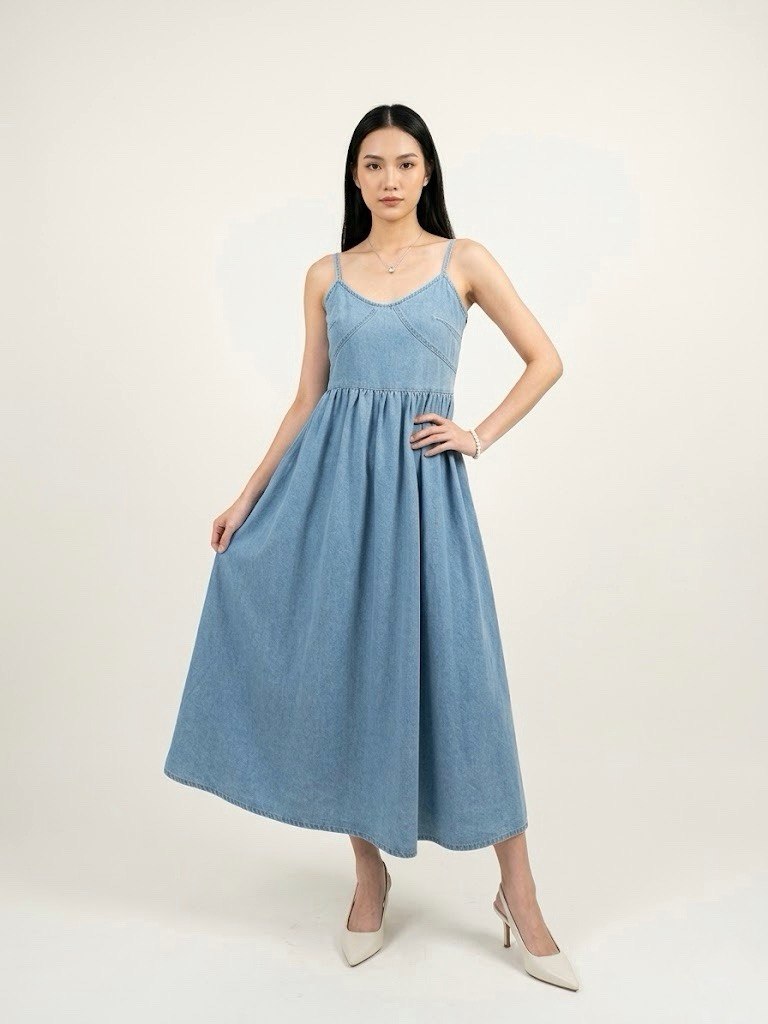 W010 - Denim Midi Dress