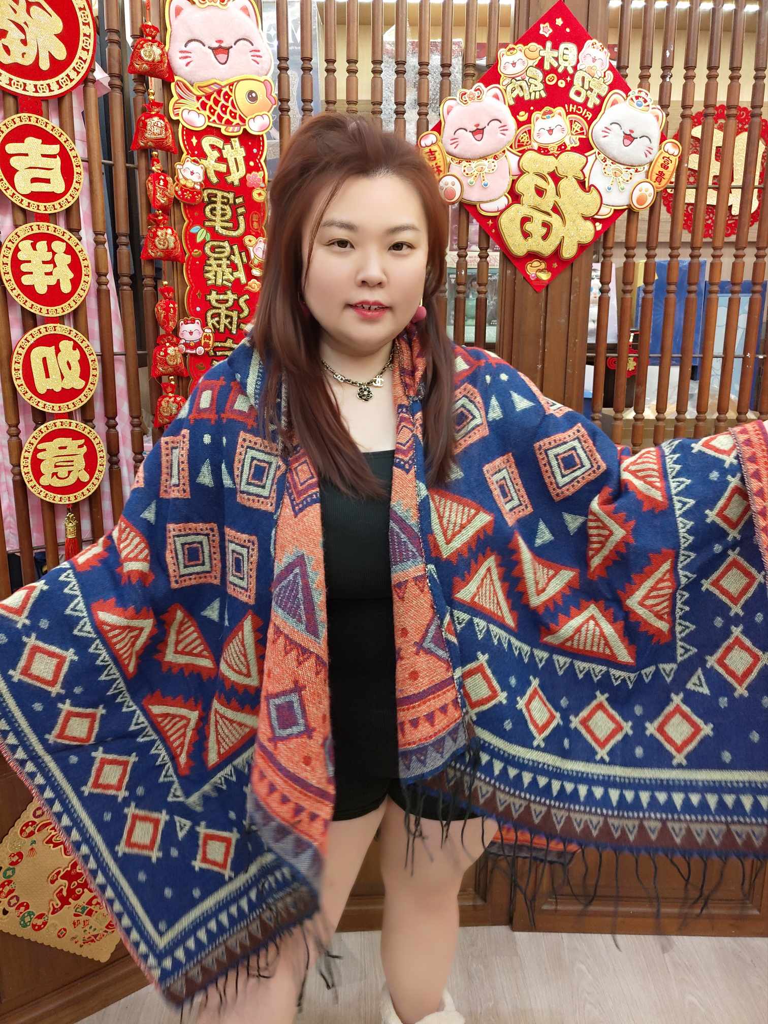 NBA40 拼图案连帽围巾