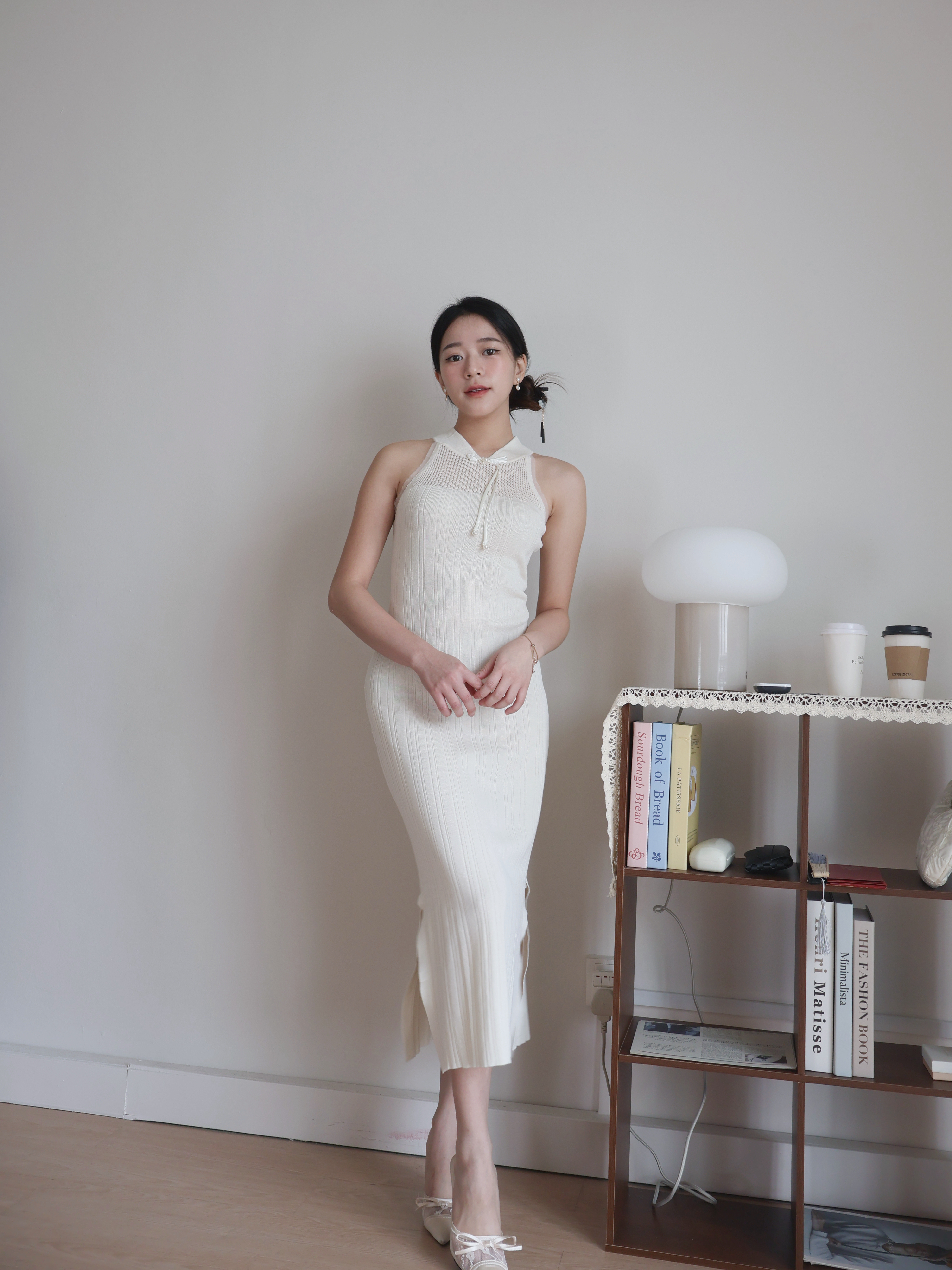 Qin Knitted Cheongsam | Cream