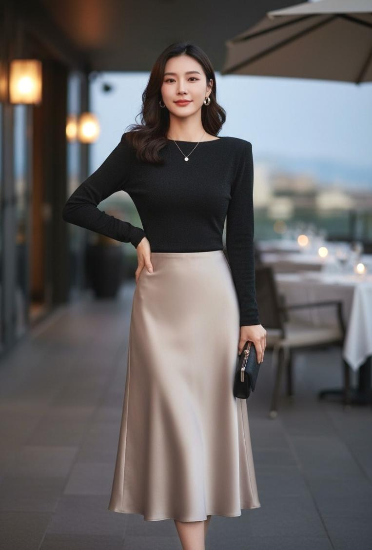 Satin Drape A-Line Midi