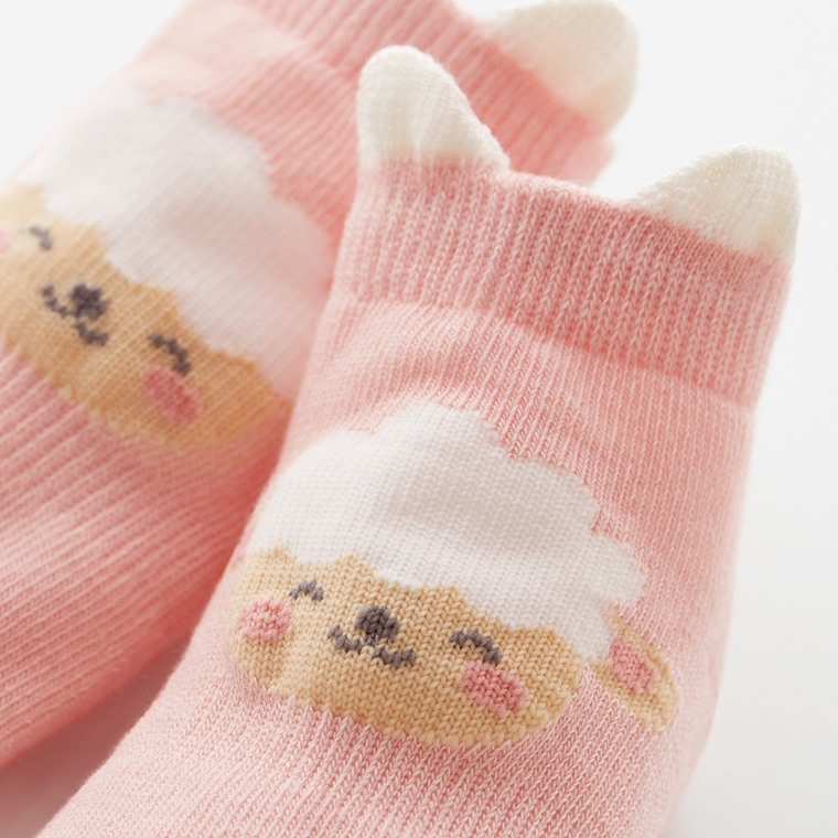 💚預訂 台灣直送💚兩色可愛動物提花防滑短襪三對裝