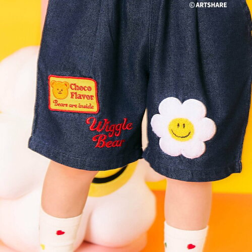 🆕【⭐訂購⭐】🌀 🇯🇵 日本直送🇯🇵 WIGGLE_WIGGLE系列 笑臉太陽花刺繡貼布 牛仔短褲🌀 [ELEA-0069][260607]