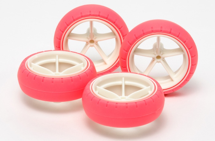 Large Dia. Narrow Fiberglass Wheels & Arched Tires Fluorescent Pink