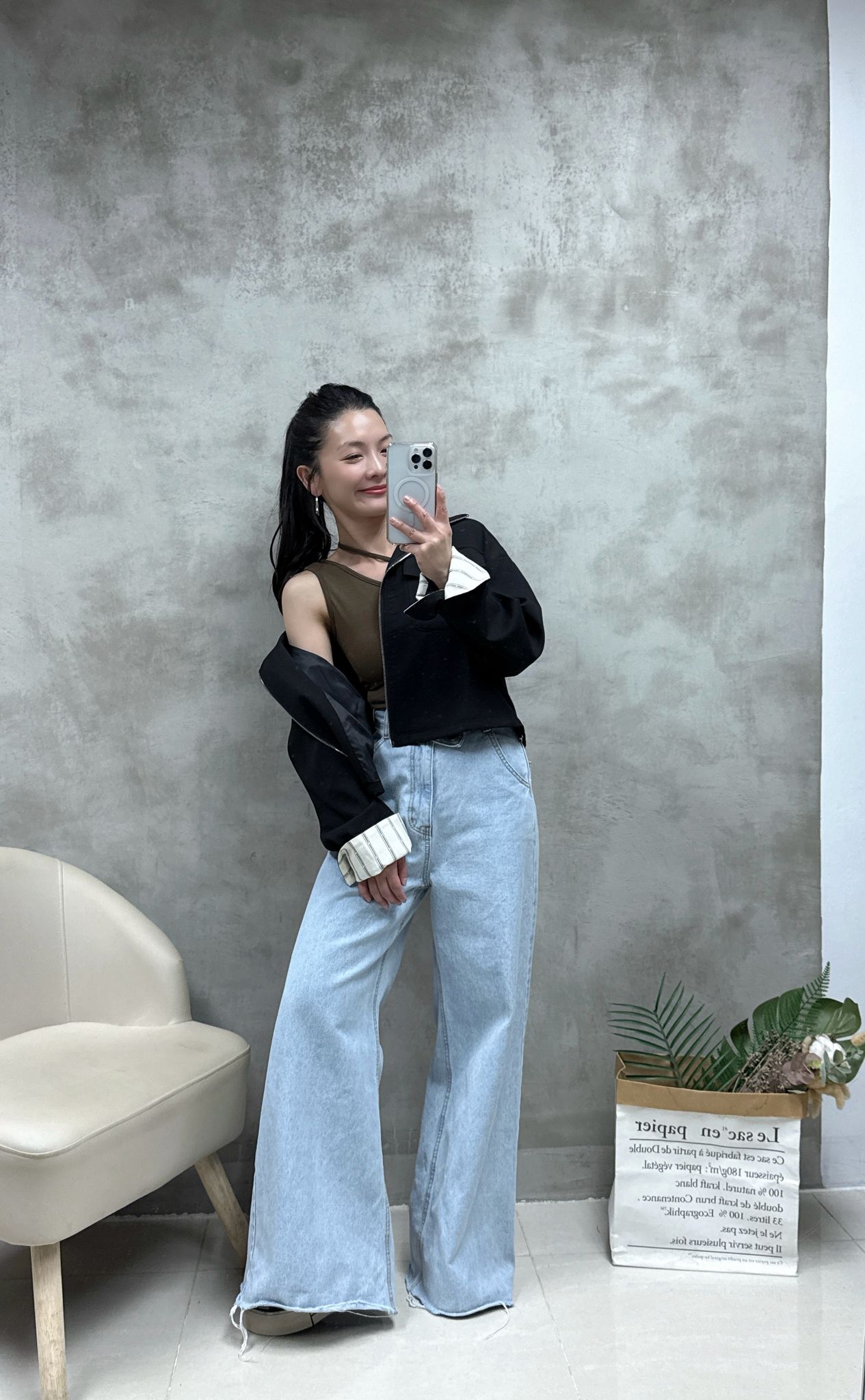 條子䄂束腰恤衫棉外套