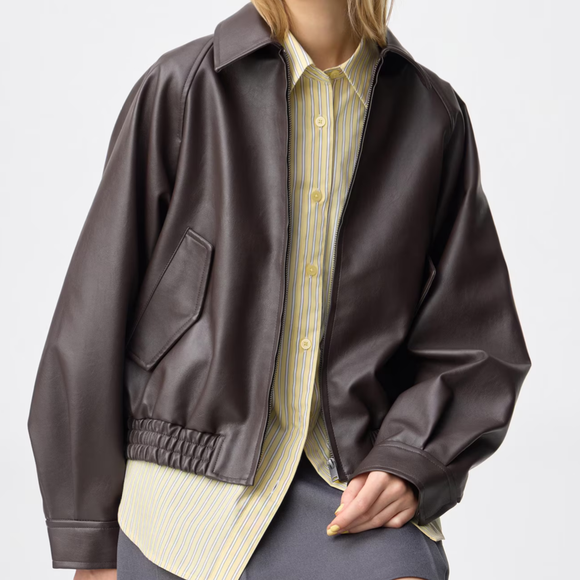 GU Faux Leather Harrington Jacket