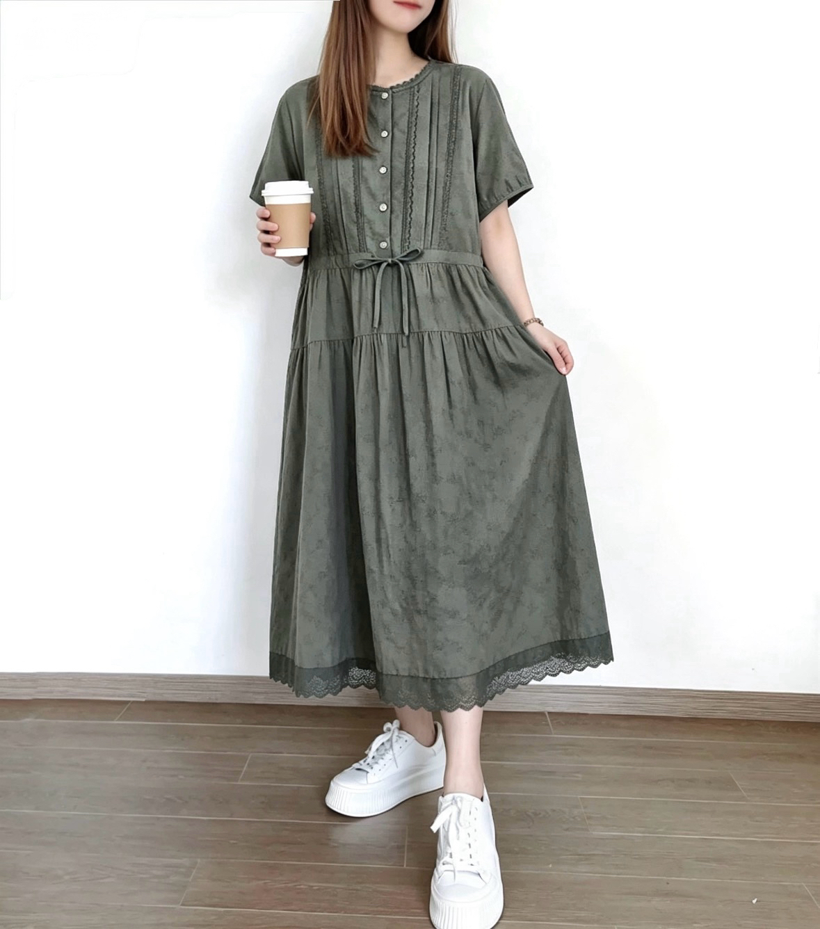 ☀️夏日優惠☀️ 日系刺繡花邊束繩Ops