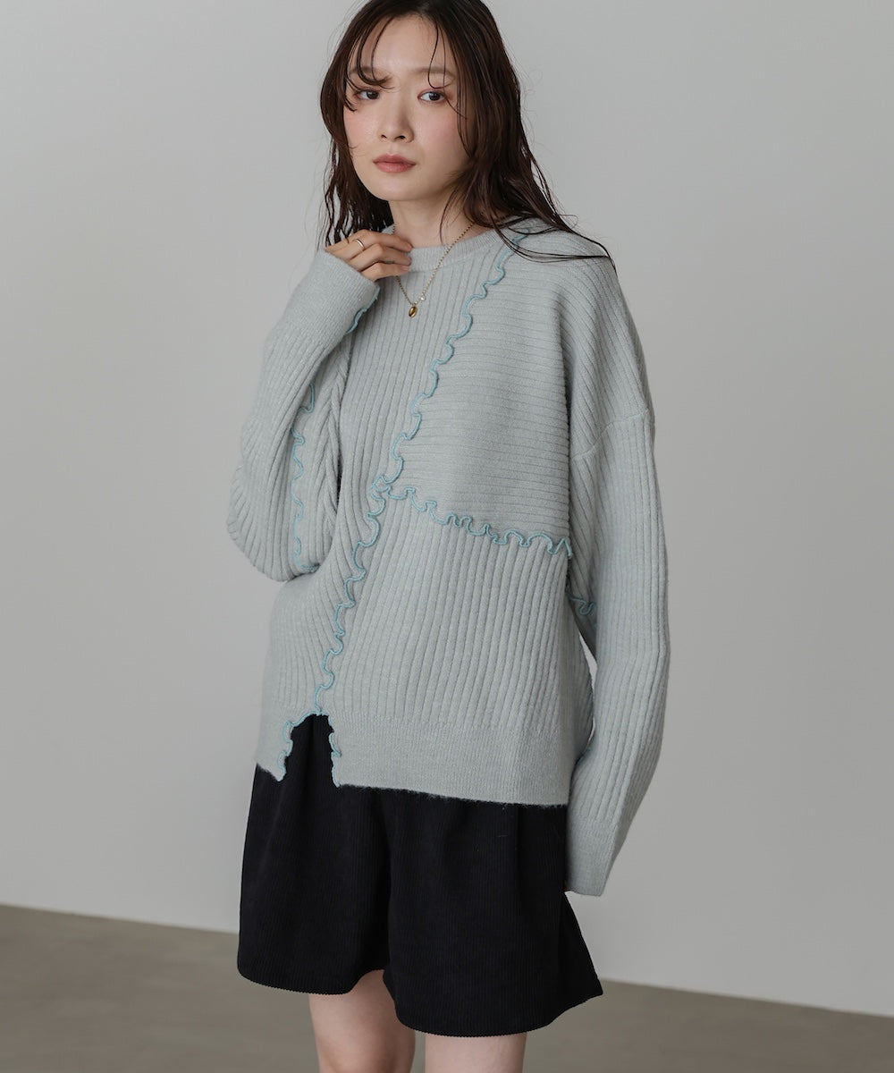 <JP> 設計感！特色滾邊軟糯Knit Top* 4色入 <預購>