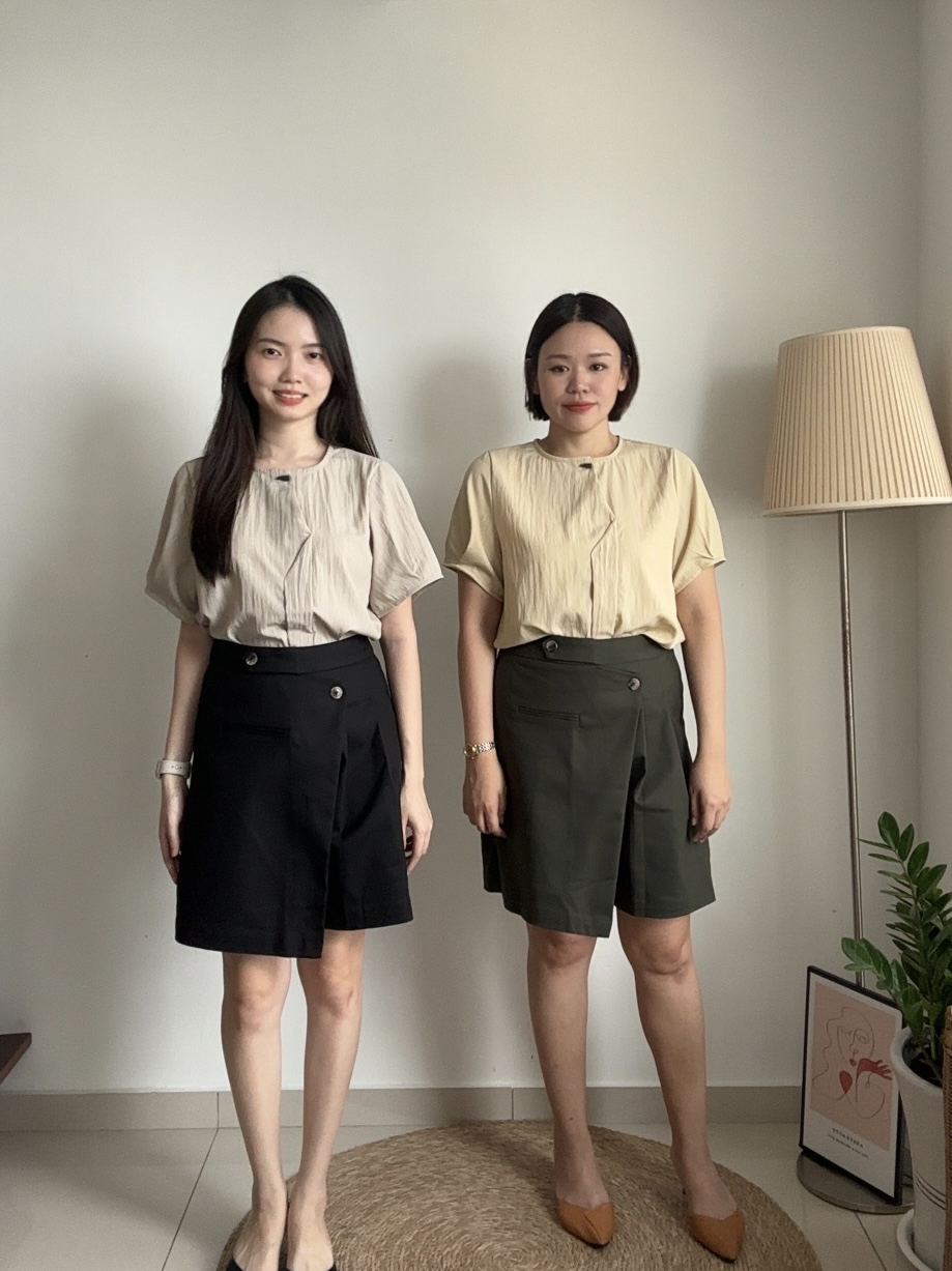 S1862 Overlap Midi Pants - Black & Green 