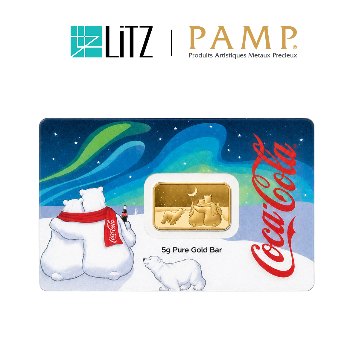 [5 gram] LITZ PAMP Suisse x Coca Cola Polar Bears 3 Limited Edition Gold Bar (999.9) PG083