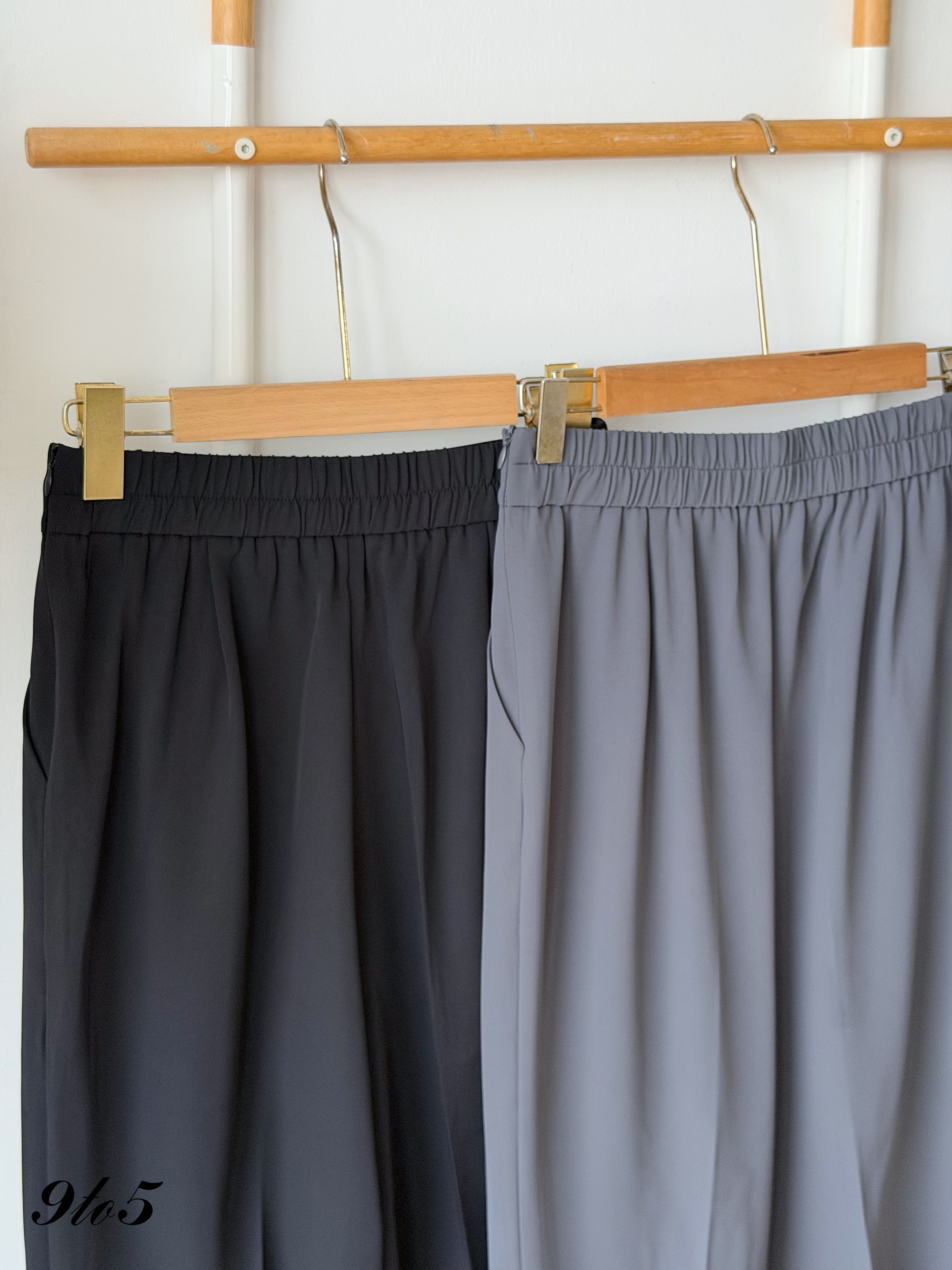 S2048 Long Straight Pants - Black & Grey