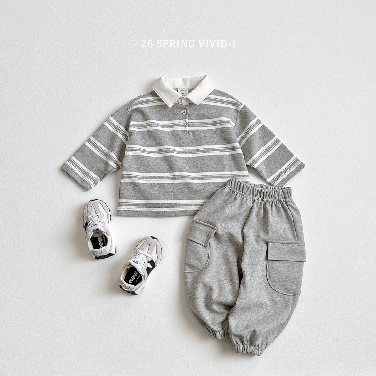 🌸預訂 韓國直送🌸🇰🇷VIVIDI三色條紋企領毛圈長袖上衣