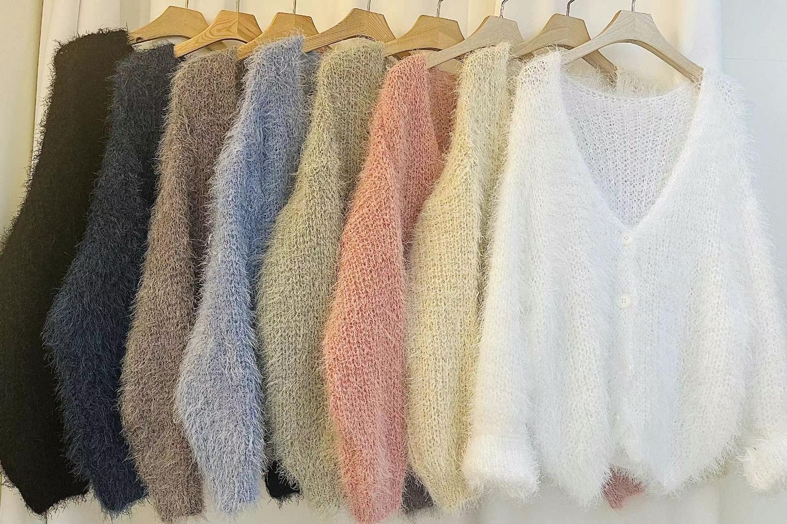 韓國棉花糖毛毛針織毛衣外套(多色）