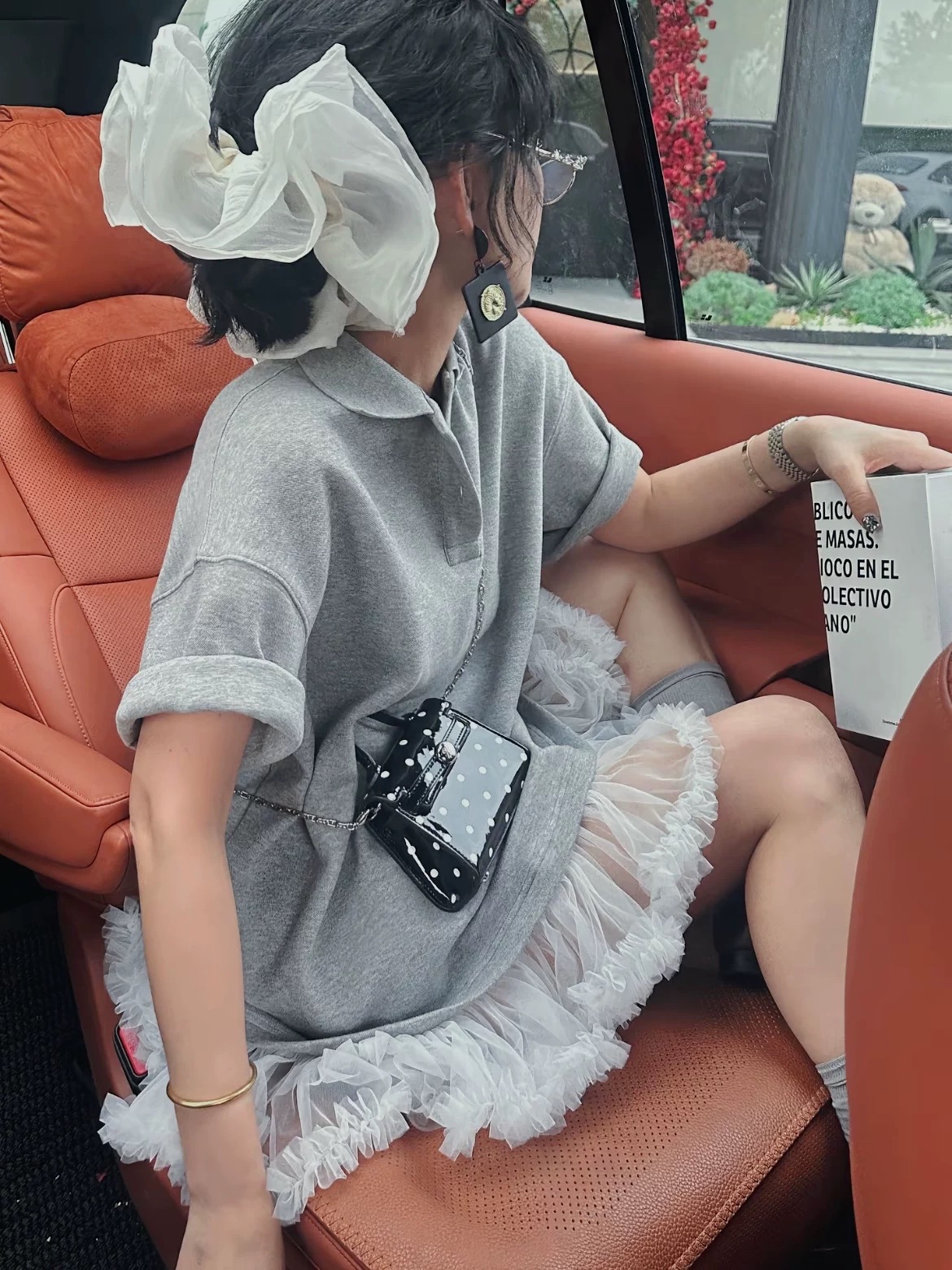 POLO领假两件蕾丝拼接短袖｜CN02370321GREY