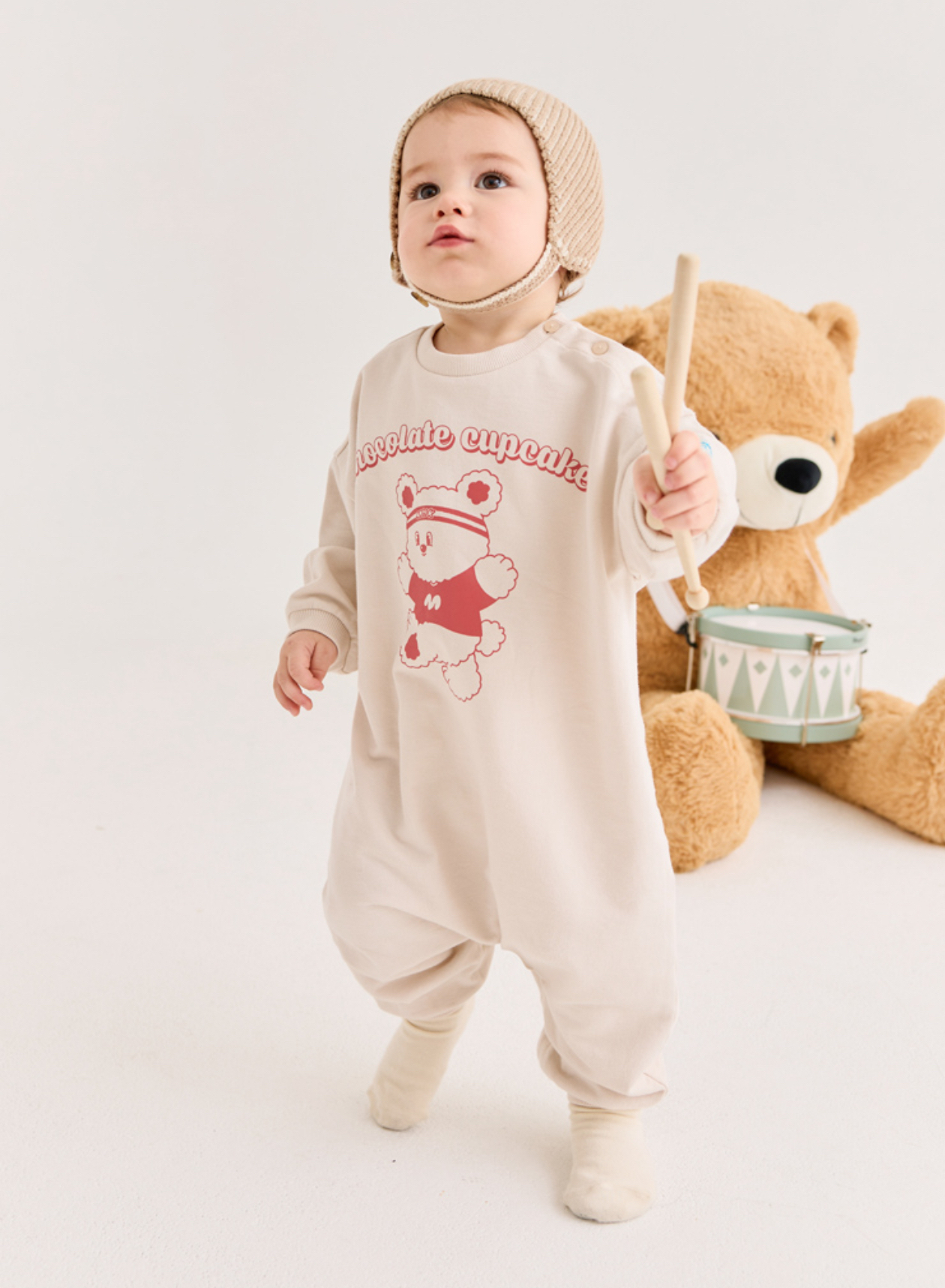 🍁預訂 韓國直送🍁🇰🇷Milk Baby運動小熊字母印花寬鬆長袖連身服