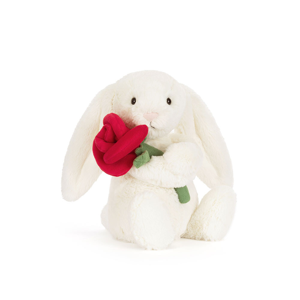 JELLYCAT Cream Bunny With Rose H31cm 捧玫瑰花奶白兔兔