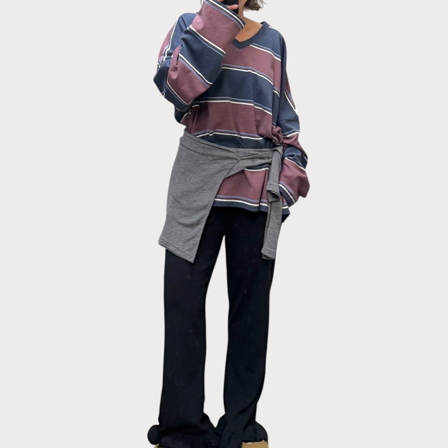 221013 坑紋荷葉邊布褲